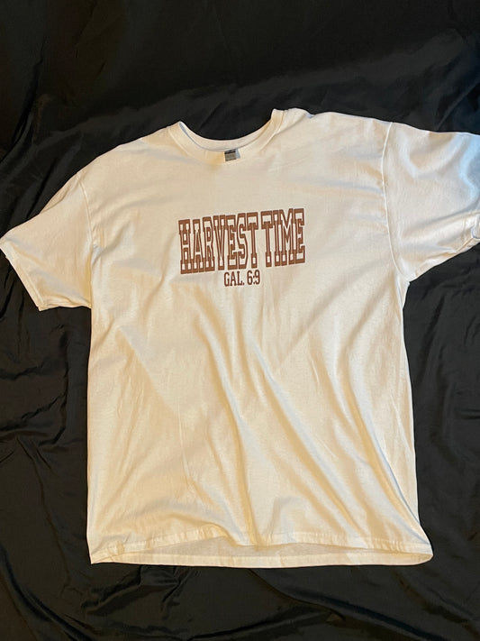 Cream Harvest Tee w/ Brown Letters