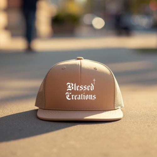 Tan Blessed Creations Trucker Hat