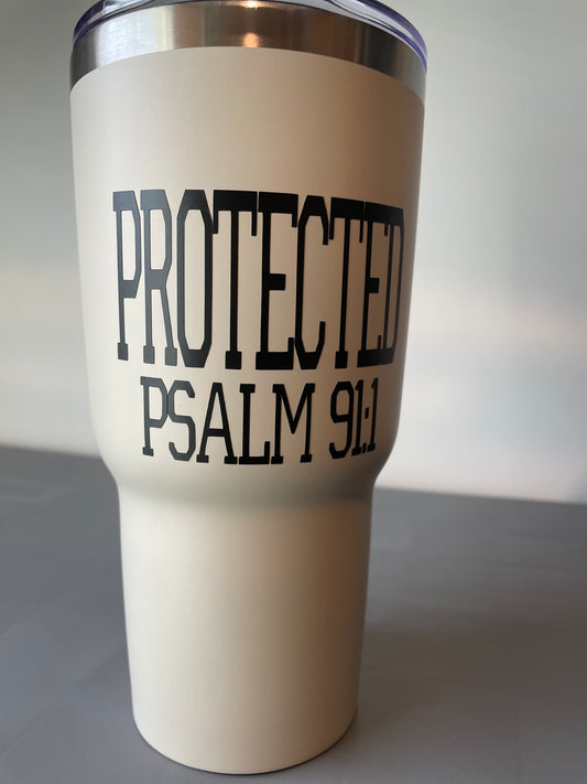 Tan Protected Tumbler Psalm 91